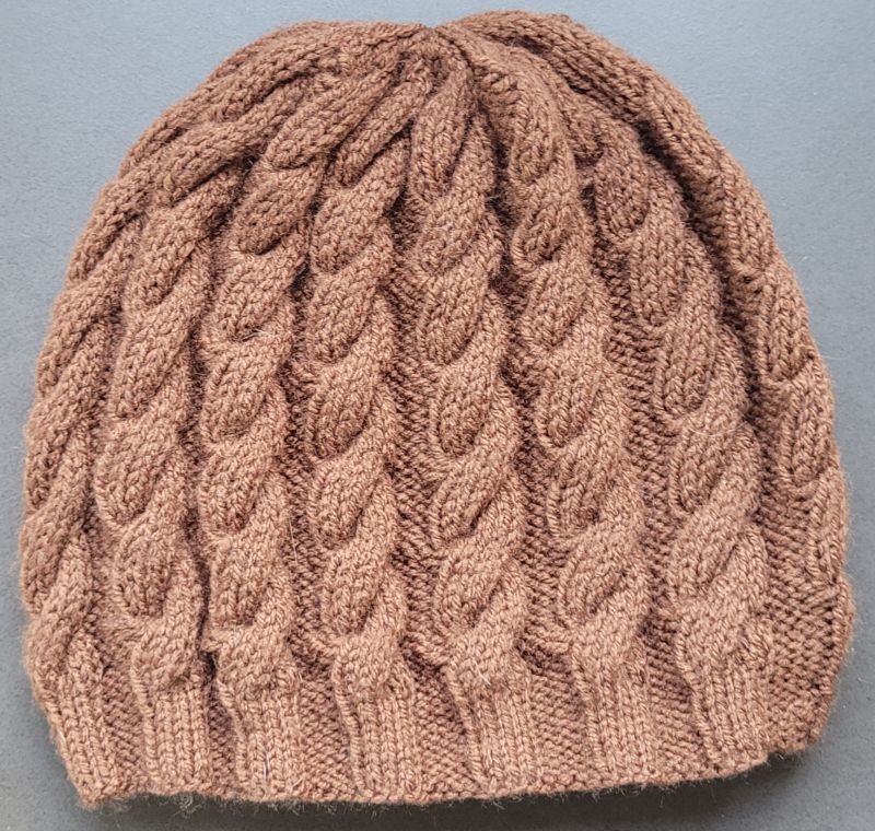 Bonnet marron - petite torsade Main