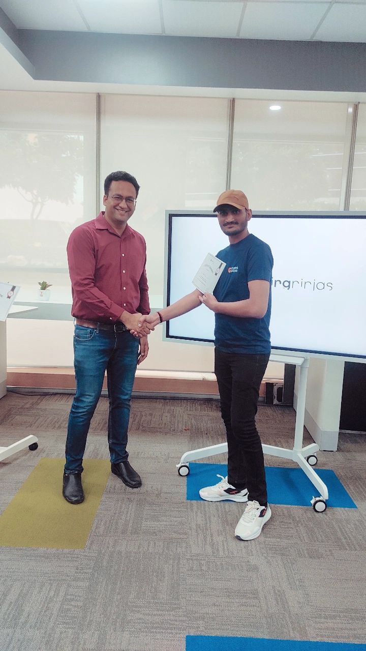 Award from Coding Ninjas Co-founder