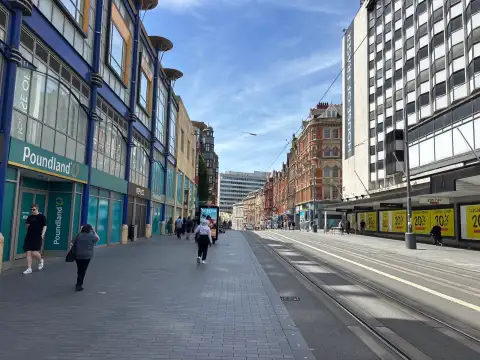 Looking left from the hotel entrance on Corporation Street.