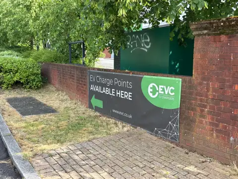 There are EV charge points in the entertainment complex opposite the hotel