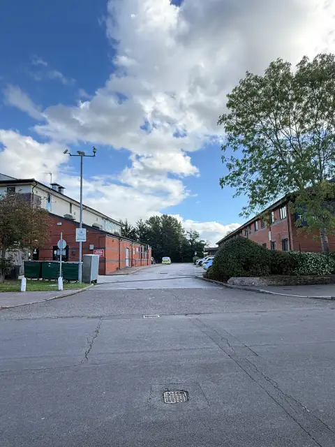 Entrance to car park on side road
