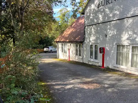 Entrance to car park, note one-way system
