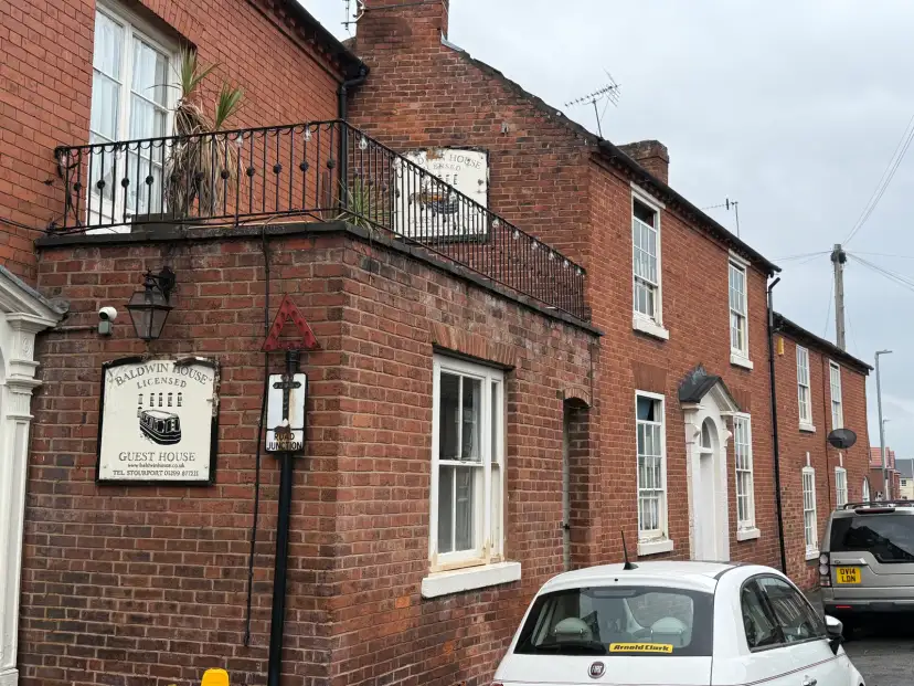 Baldwin House Guest House exterior on a quiet residential street in Stourport-on-Severn, Worcestershire