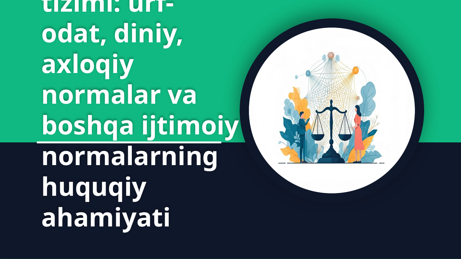 Ijtimoiy normalar tizimi: urf-odat, diniy, axloqiy normalar va boshqa ijtimoiy normalar — Slayd 1
