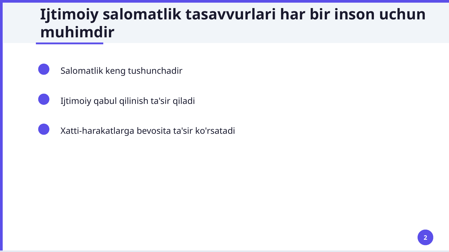 Salomatlik haqidagi ijtimoiy tasavvurlar va ularning shakllanishi — Slayd 2