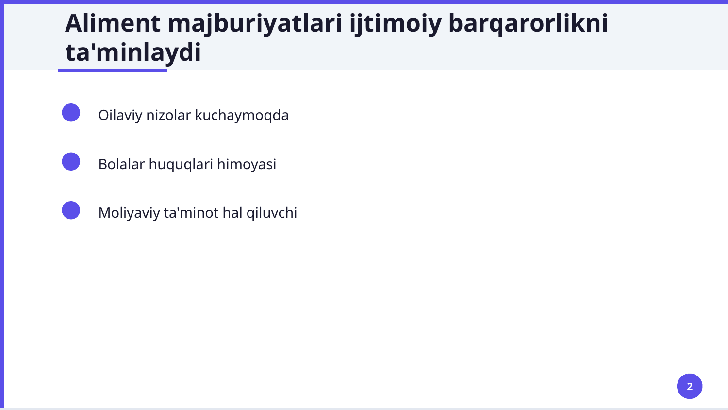 Alimentlar undirish togrisidagi ishlar boyicha javobgarning ishtiroki — Slayd 2
