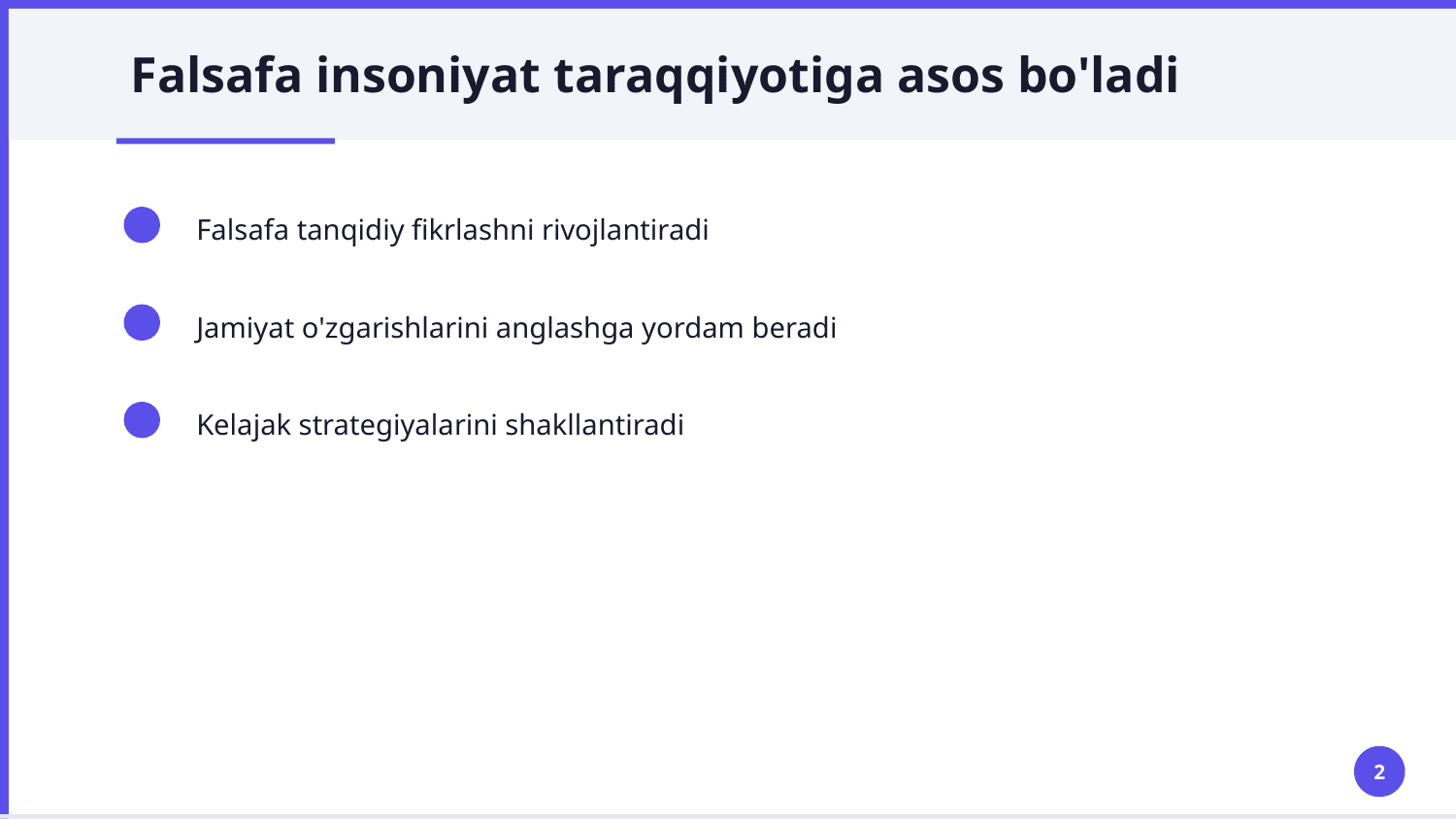 Rivojlanish falsafasi — Slayd 2