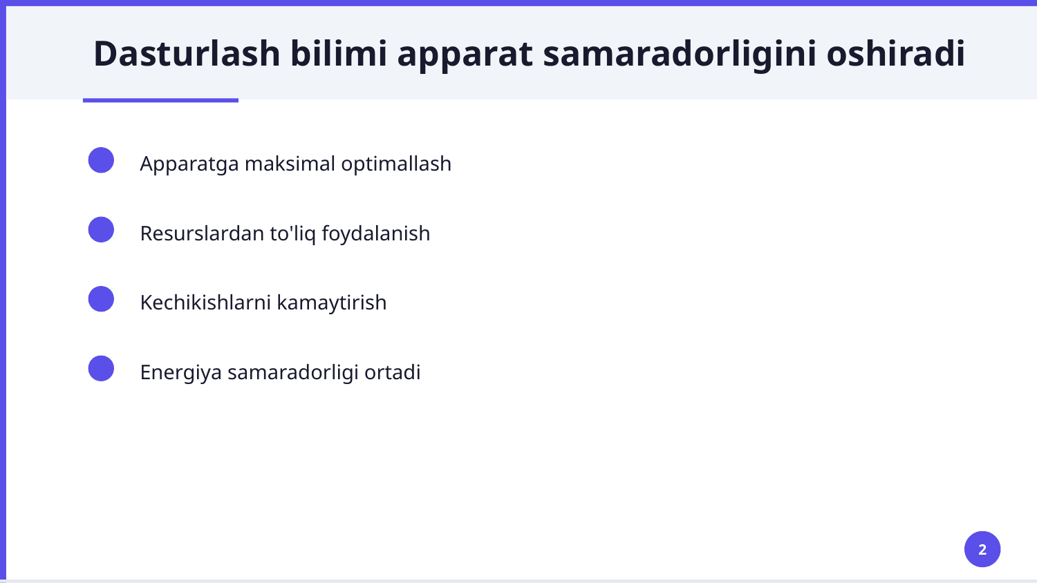 Mikrokontrolleri uchun assembler dasturi bilan tanishish. — Slayd 2