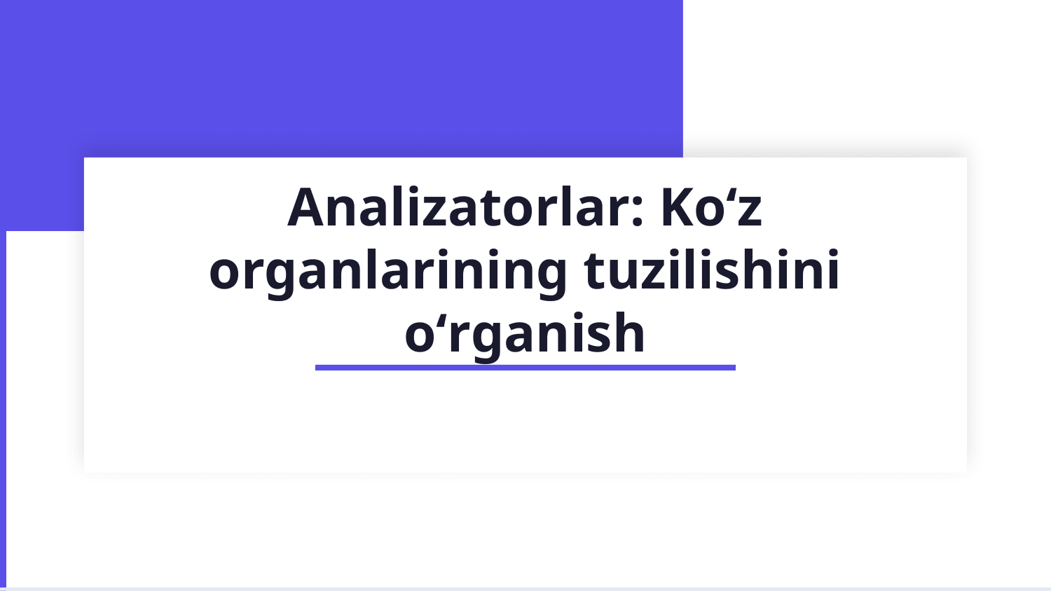 Analizatorlar:koʻz organlarining tuzilishini oʻrganish — Slayd 1