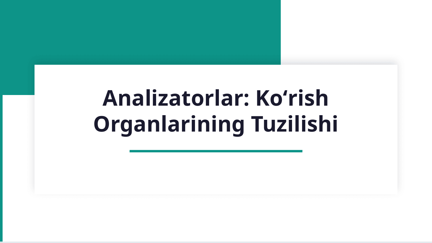 Analizatorlar : koʻrish organlarining tuzilishi — Slayd 1