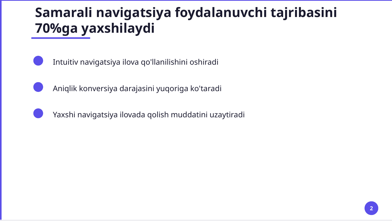 2 ta Activity yarating. Birinchi Activity dan tugma bosilganda ikkinchi Activity ochilsin. (Oddiy navigatsiya) — Slayd 2