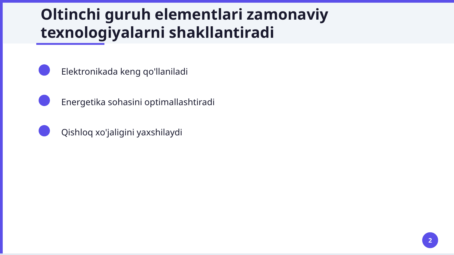 Elementlar davriy sistemasining oltinchi guruh elementlari — Slayd 2