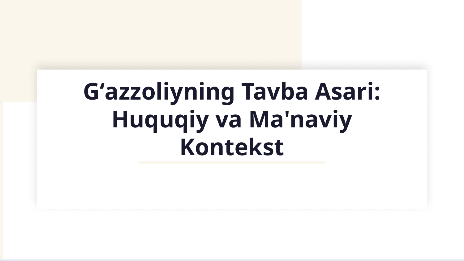 Gʻazolliyning tovba asari — Slayd 1