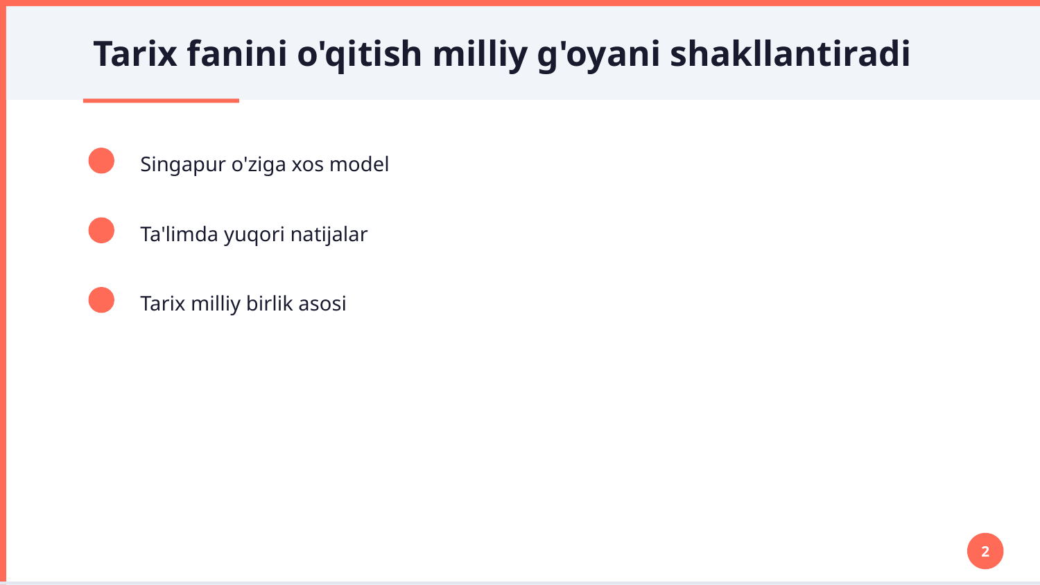 Singapur ta’lim tizimida tarix fanining o‘rni va usullari — Slayd 2