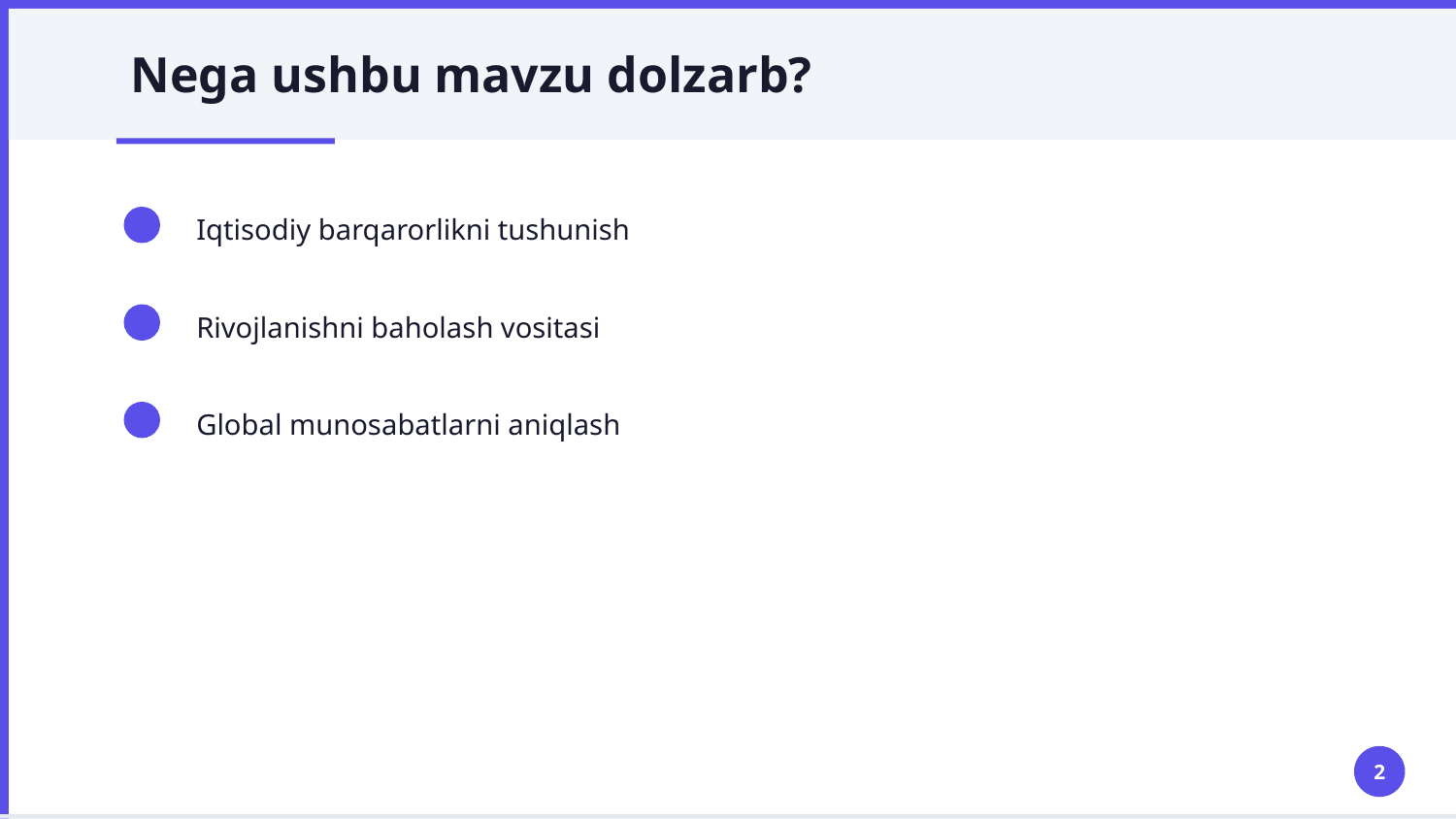 Milliy iqtisodiyot va uning makroiqtisodiy ko'rsatkichlari — Slayd 2