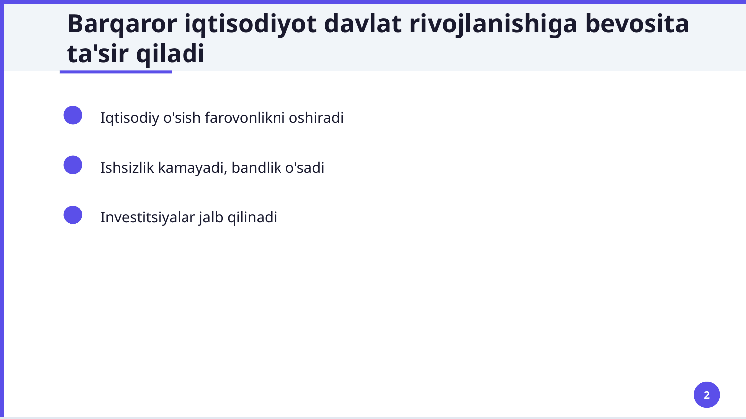 Milliy iqtisodiyot va uning makroiqtisodiy ko'rsatkichlari — Slayd 2