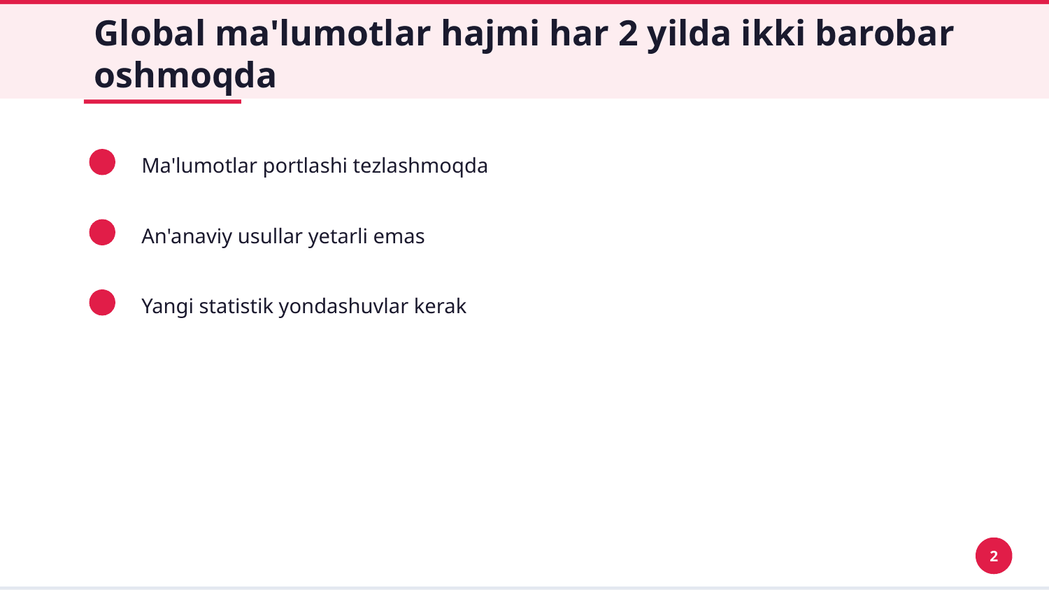 Katta hajmdagi malumotlar va ularni statistika sohasida qo'llash imkoniyatlari. — Slayd 2