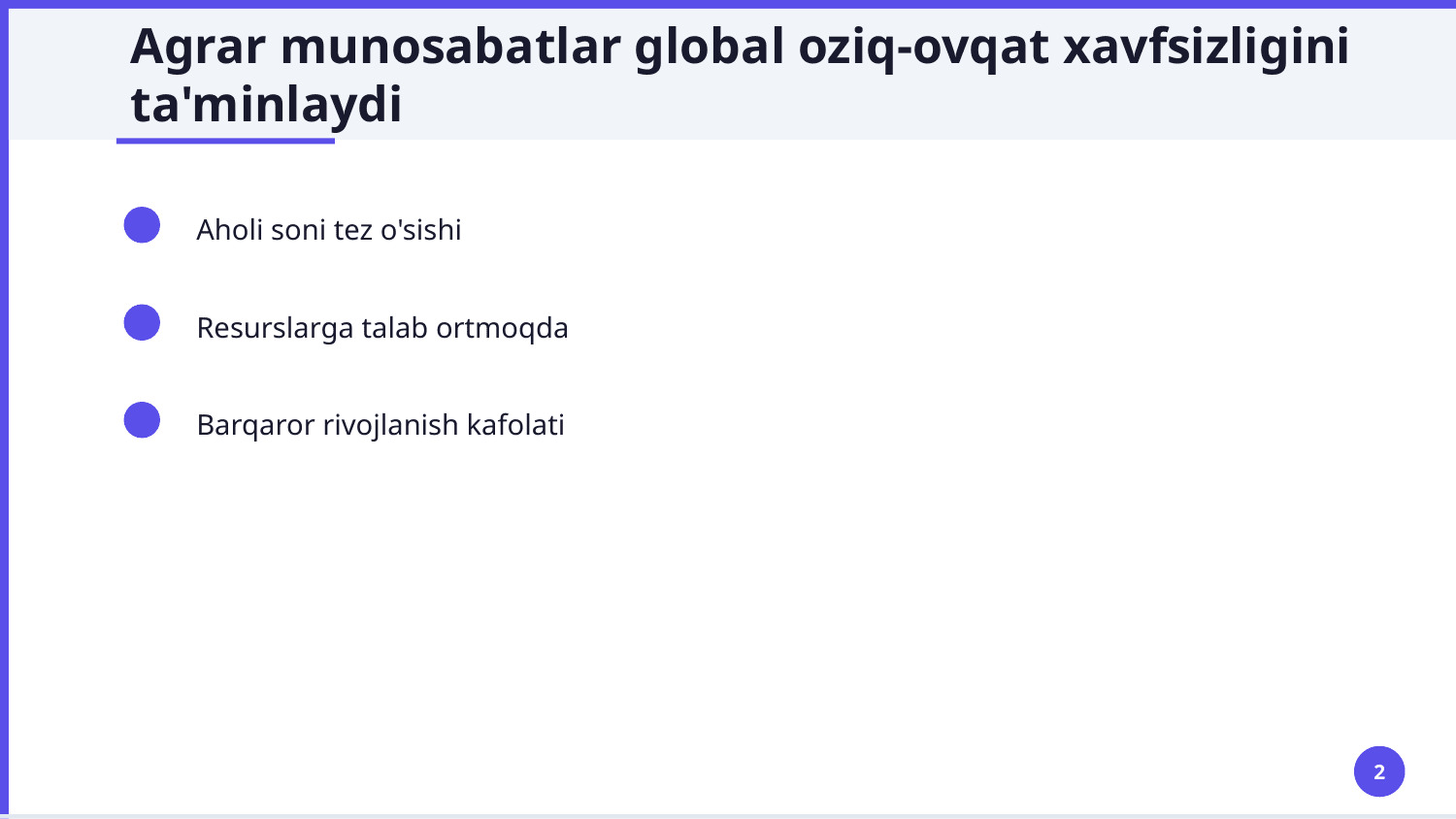Agrar munosabatlarning nazariy asoslari — Slayd 2