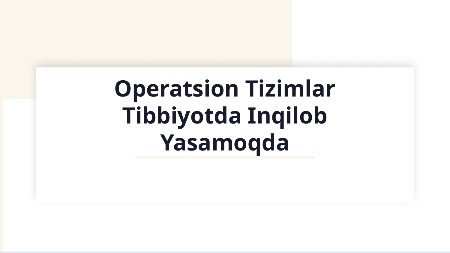 Operatsion tizimlar va ularning tibbiy dasturlarda ishlatilishi — Slayd 1