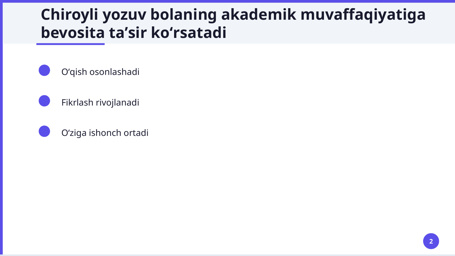 Boshlangʻich sinflarda chiroyli yozuv koʻnikmalarini shakllantirish — Slayd 2