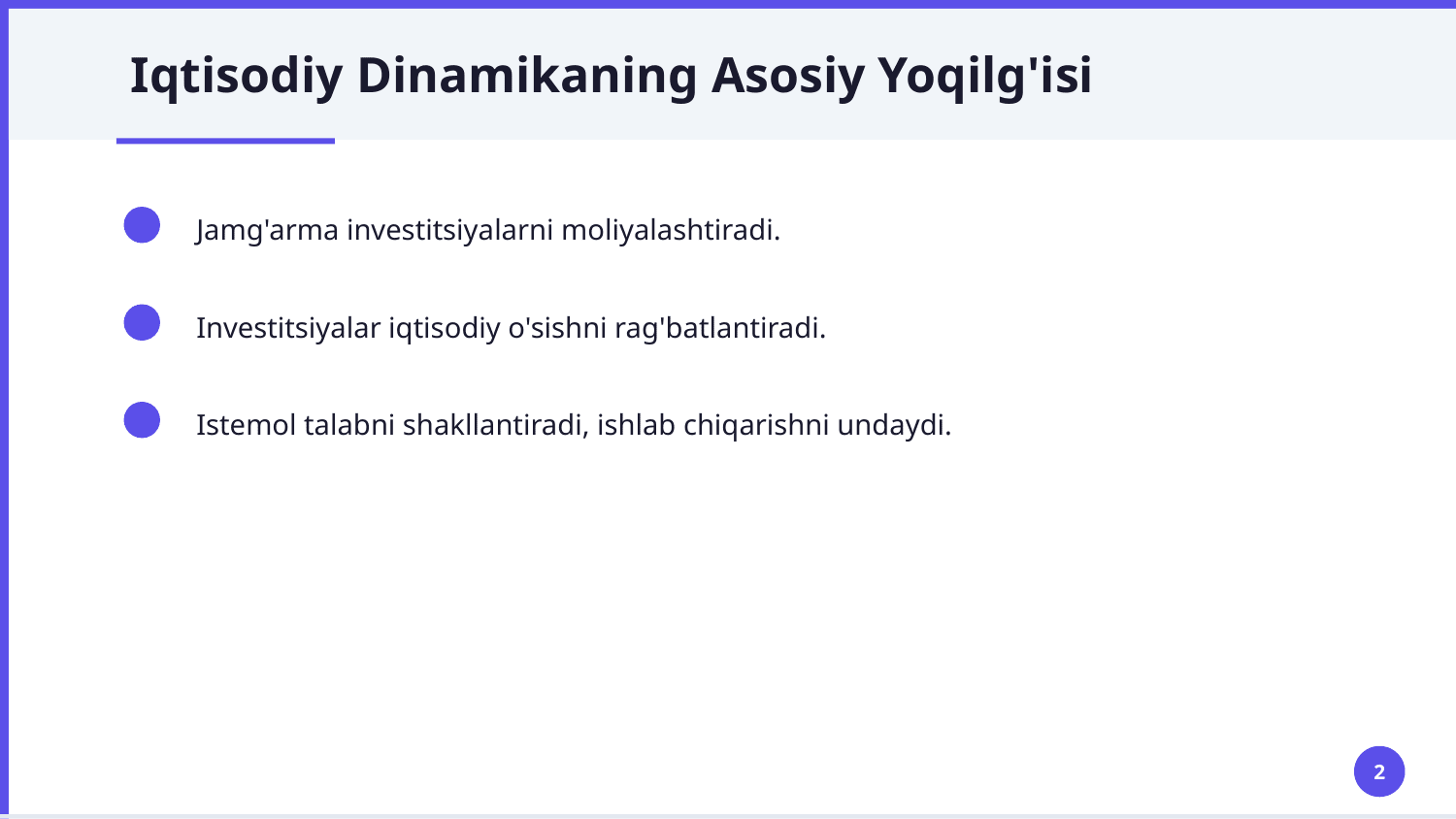 ISTEMOL,JAMG'ARMA VA INIVESTITSIYALAR — Slayd 2