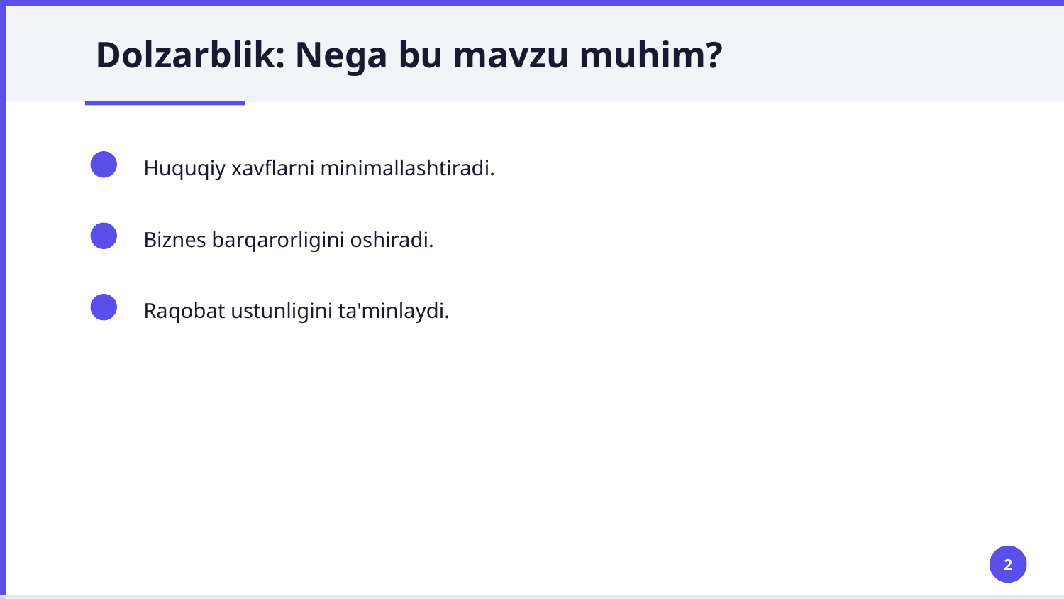 Zamonaviy menejmentning huquqiy usullari — Slayd 2