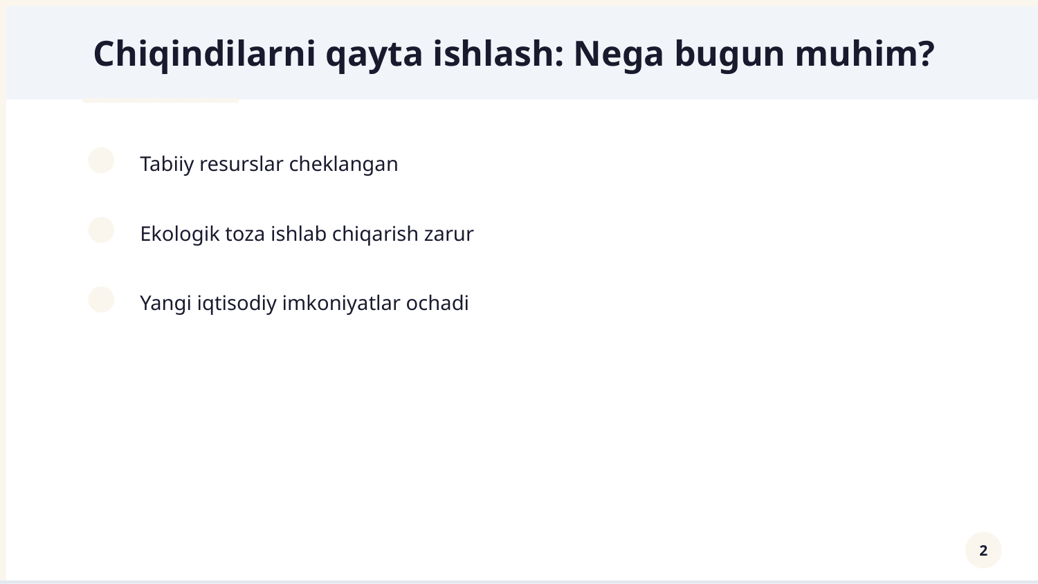 Oʻzbekiston sanoat korxonalarida chiqindilarni qayta ishlash tendensiyasi — Slayd 2