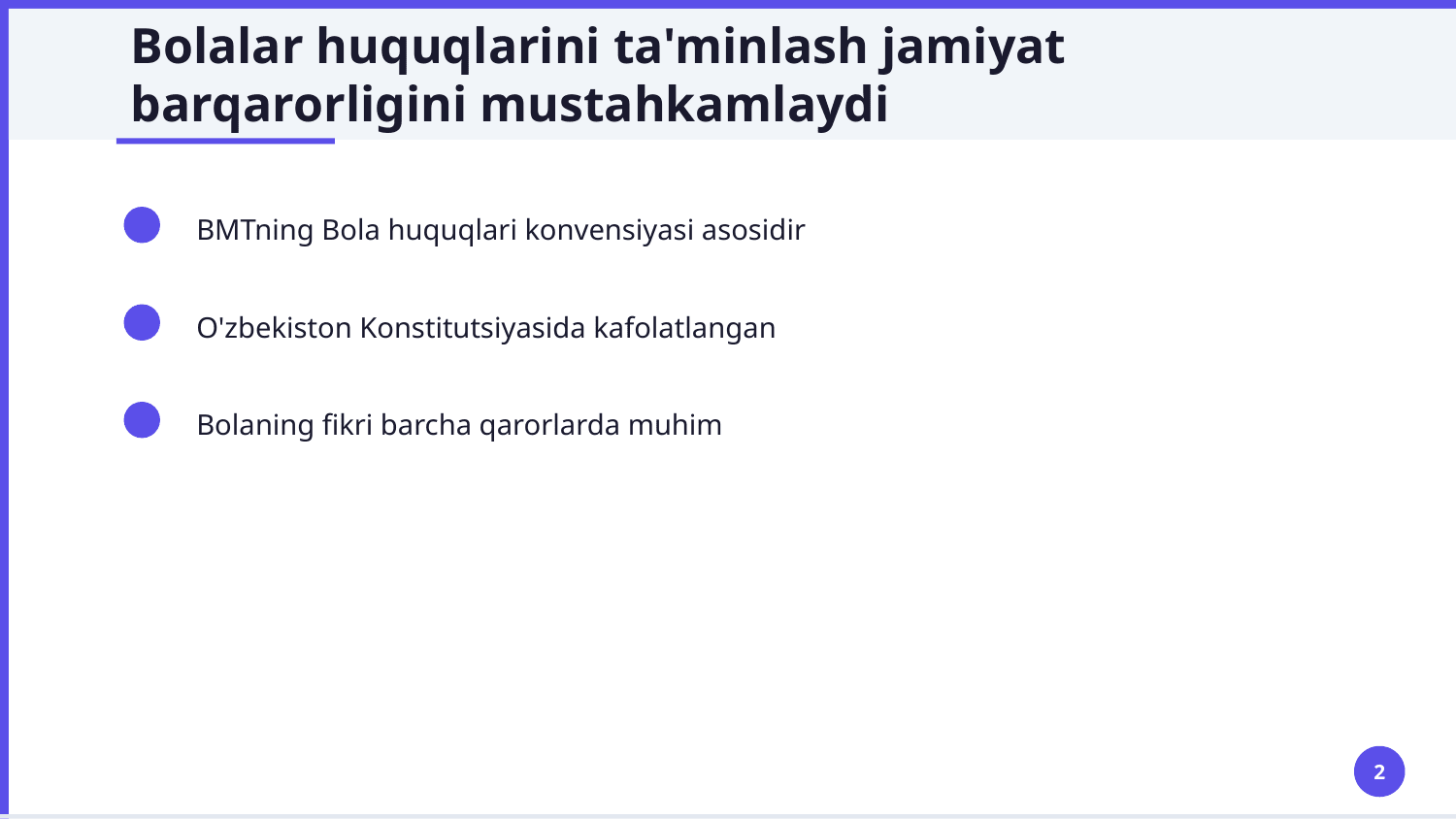 Nikoh-oila va Sud nizolarida bolaning òz fikrini ifoda etish huquqlari kafolarlari. — Slayd 2