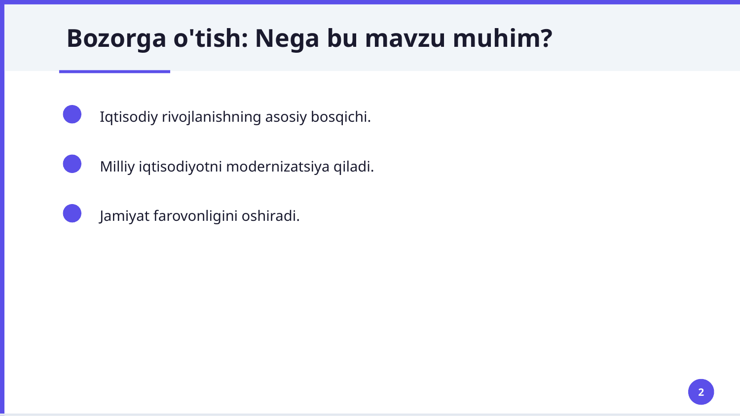 Bozor iqtisodiyotiga o'tish davri va uning O'zbekistondagi xusuiyatlari — Slayd 2