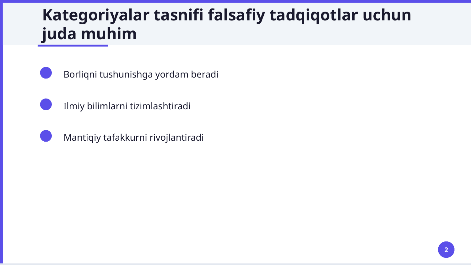 Aristotel farobiy va kant ontologiyasida kategoriyalrning tasnifi — Slayd 2