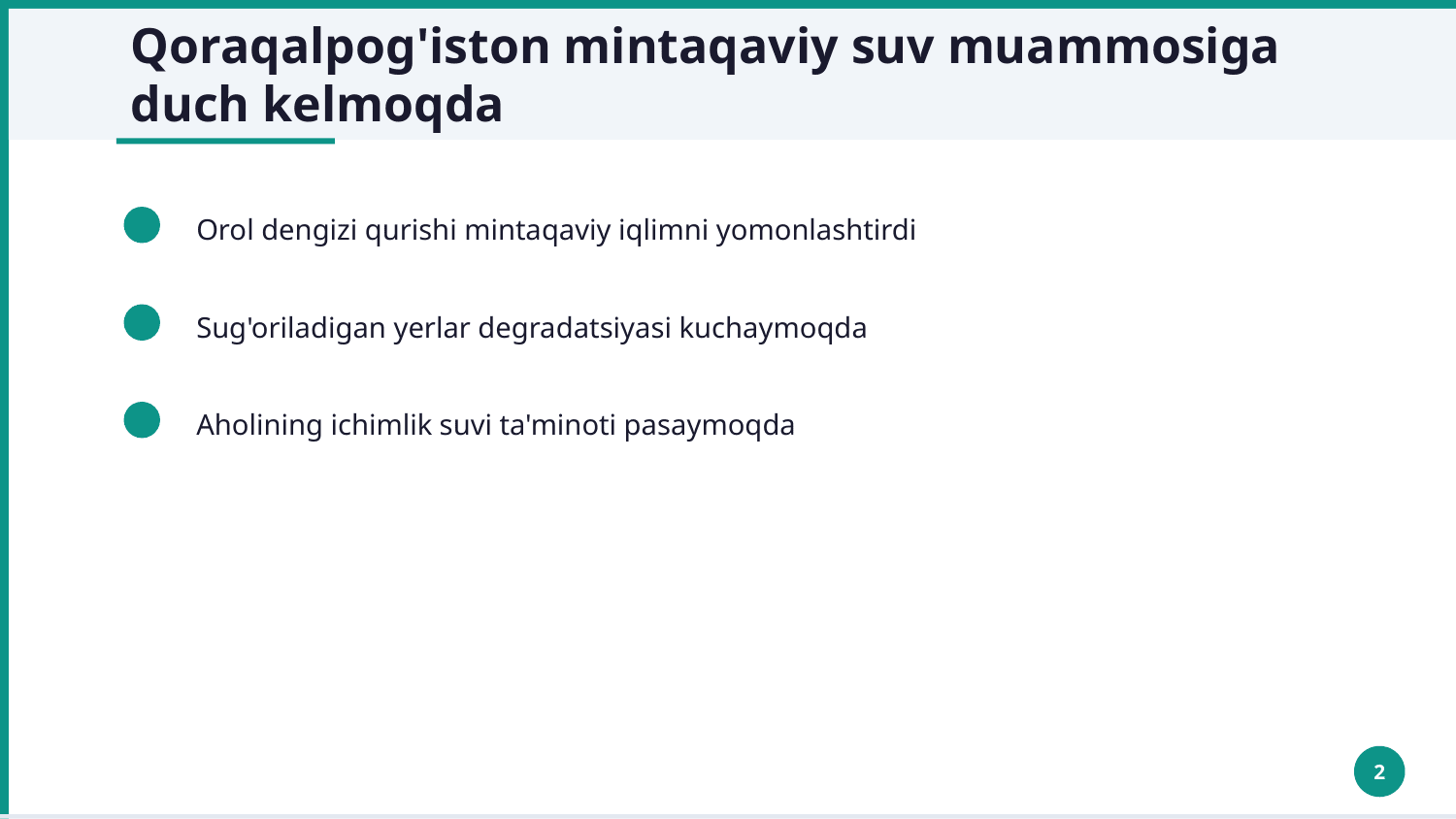 📌 Mavzu: Suv tanqisligini yumshatishda resurstejamkor texnologiyalarni qoʻllash samaradorligini aniqlash (Qoraqalpogʻiston Respublikasi, Qoʻngʻirot tumani, “Qoʻngʻirotli dehqon ota” fermer xoʻjaligi misolida). — Slayd 2