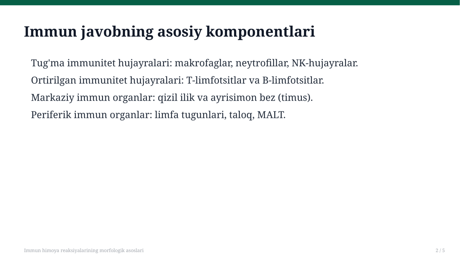 Immun himoya reaksiyalarining morfologik asoslari — Slayd 2