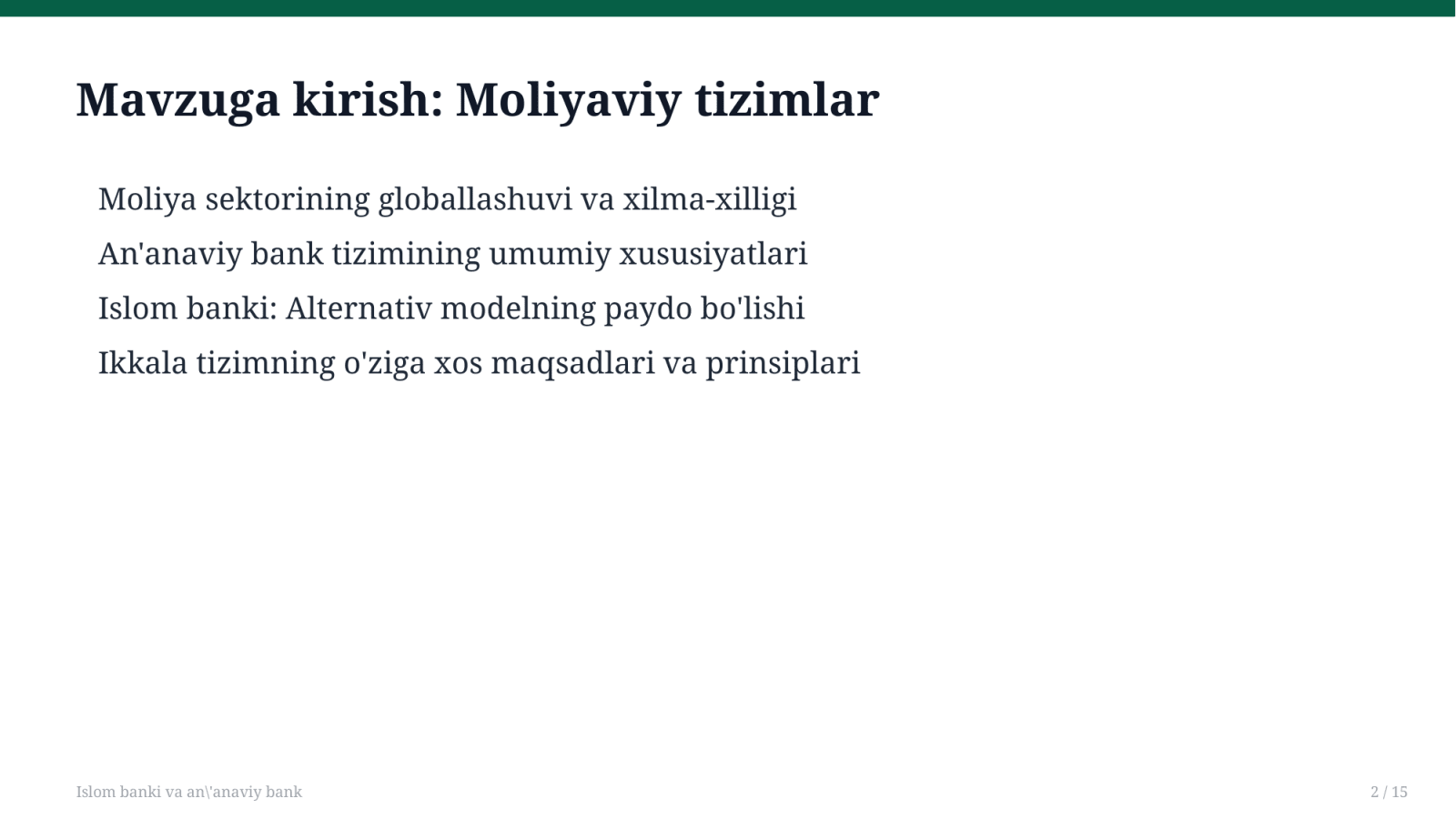 Islom banki va an'anaviy bank — Slayd 2