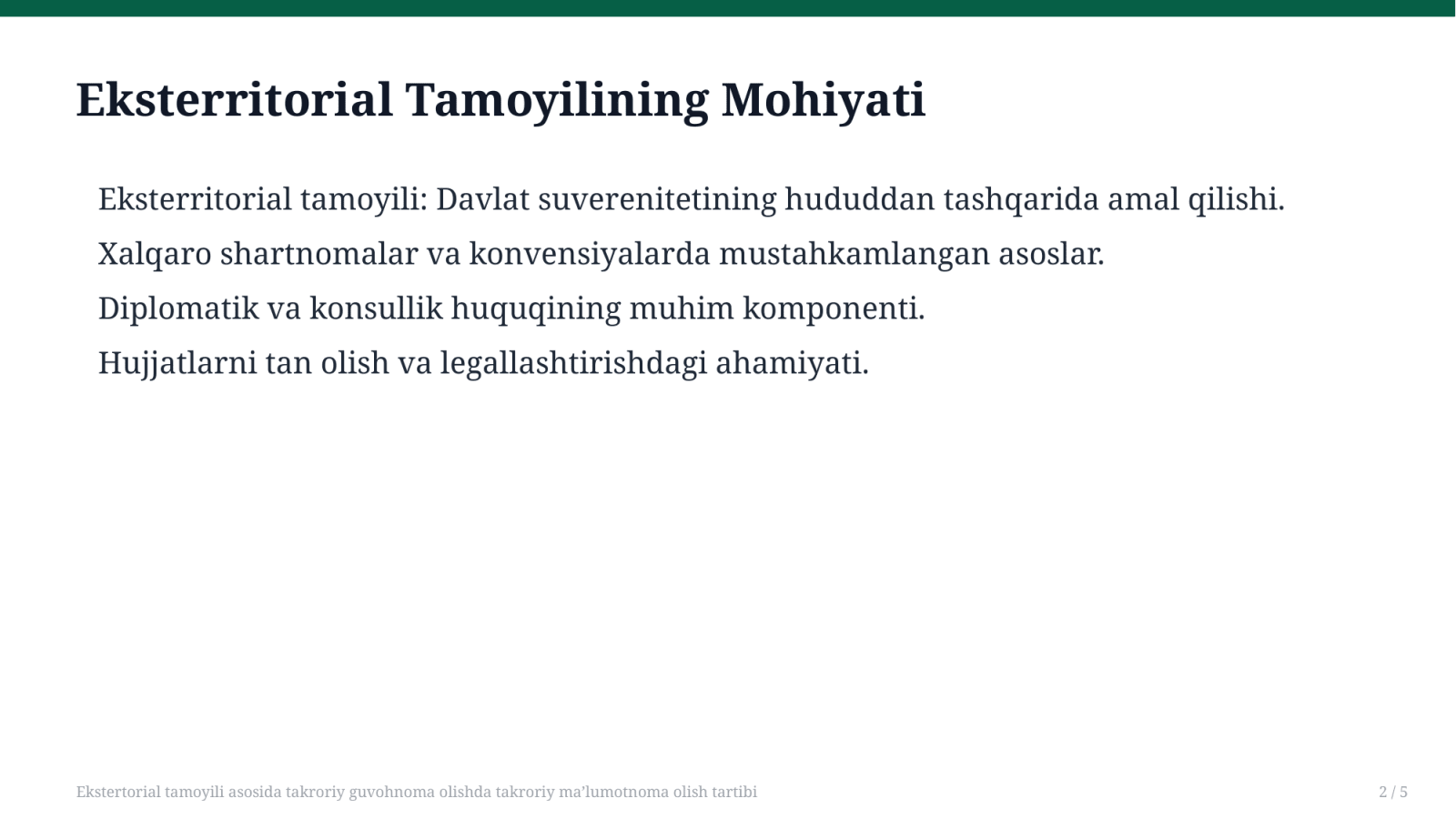 Ekstertorial tamoyili asosida takroriy guvohnoma olishda takroriy ma’lumotnoma olish tartibi — Slayd 2