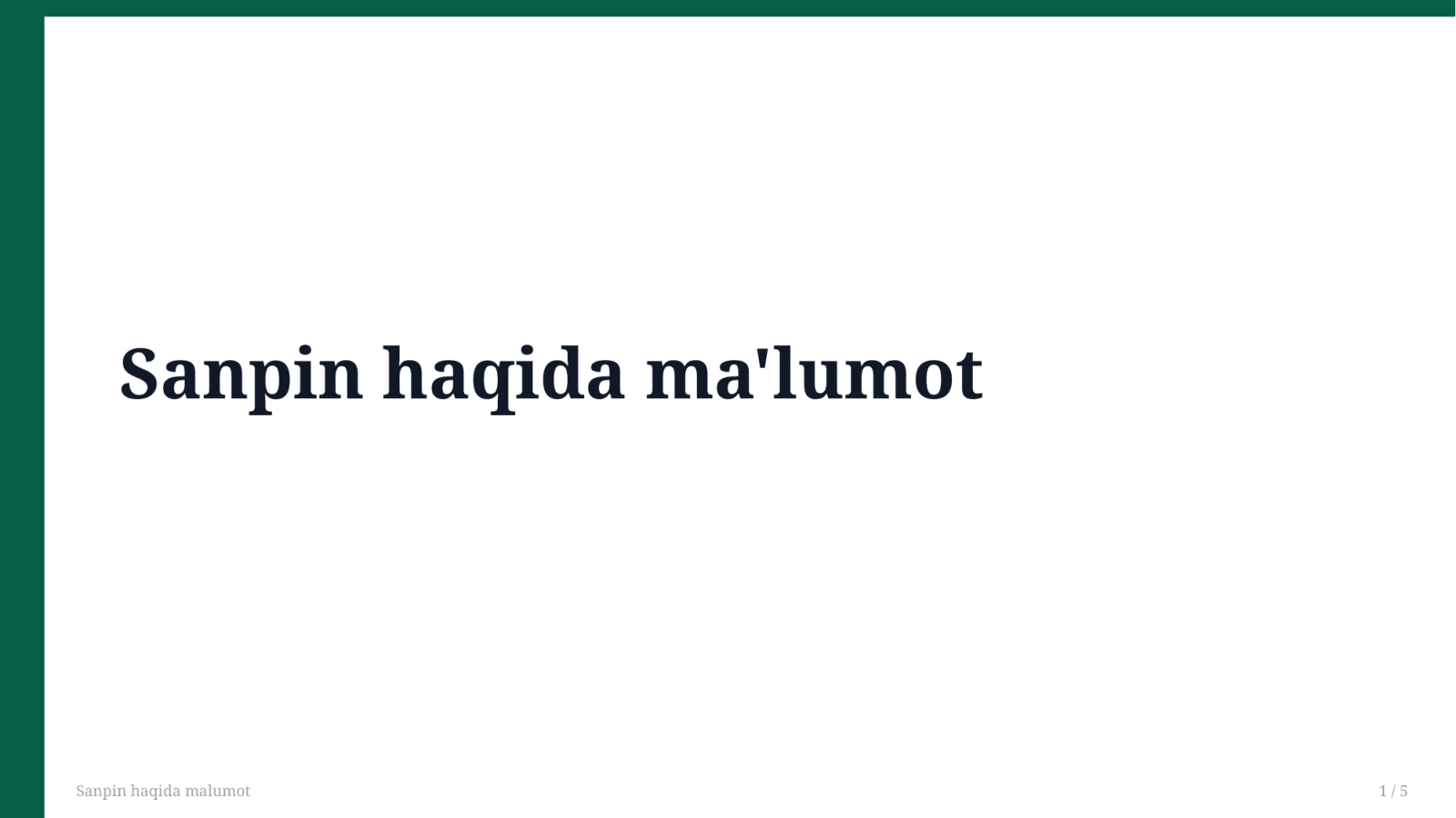 Sanpin haqida malumot — Slayd 1