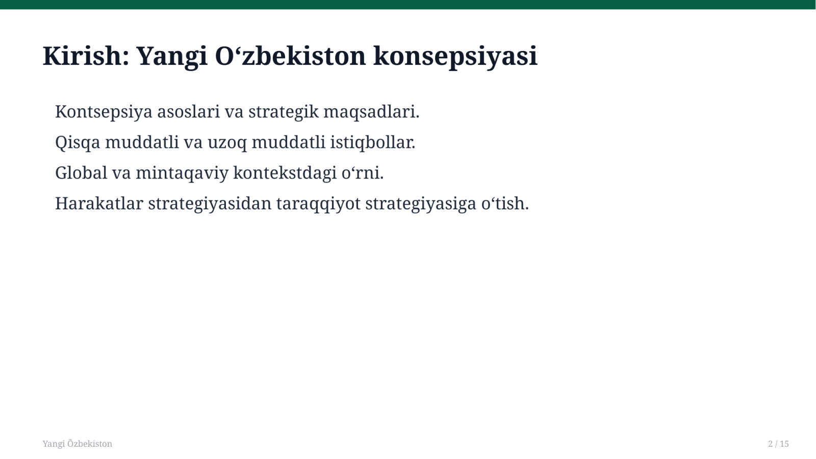 Yangi Õzbekiston — Slayd 2