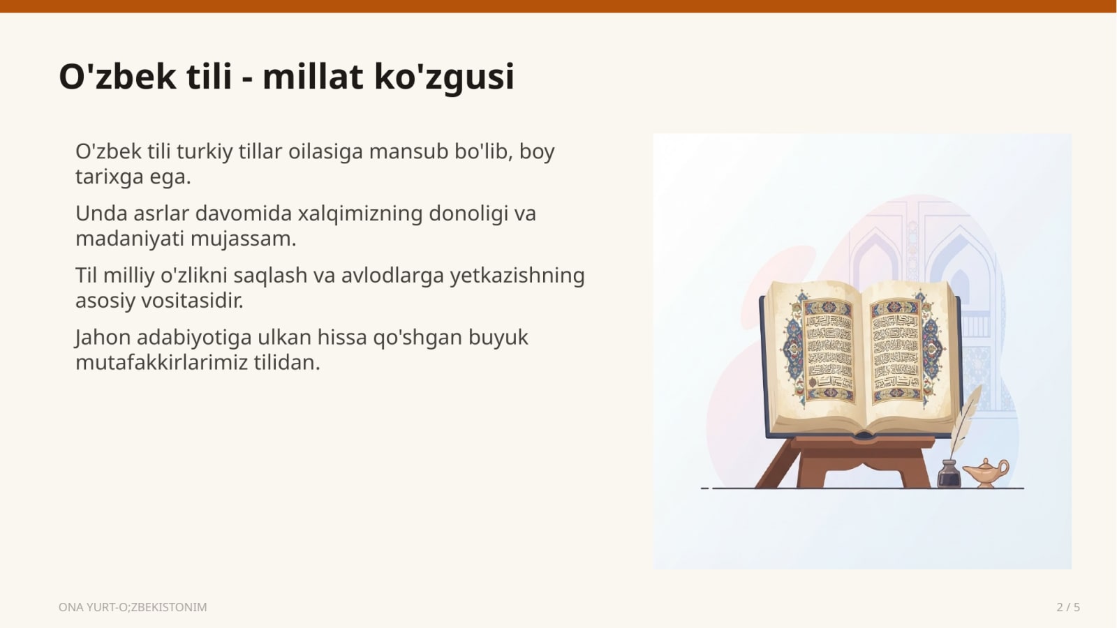 ONA YURT-O;ZBEKISTONIM — Slayd 2