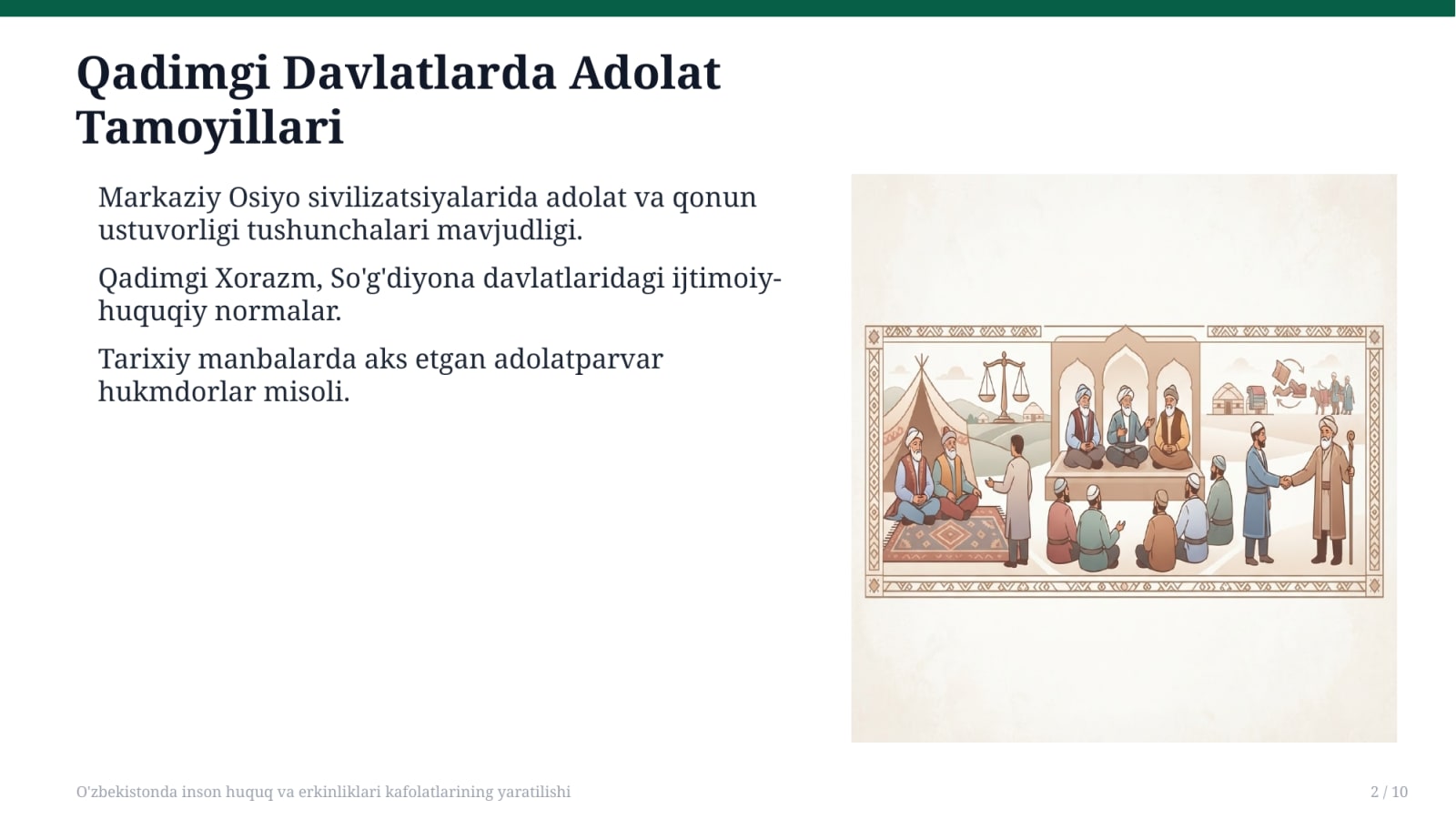 O'zbekistonda inson huquq va erkinliklari kafolatlarining yaratilishi — Slayd 2