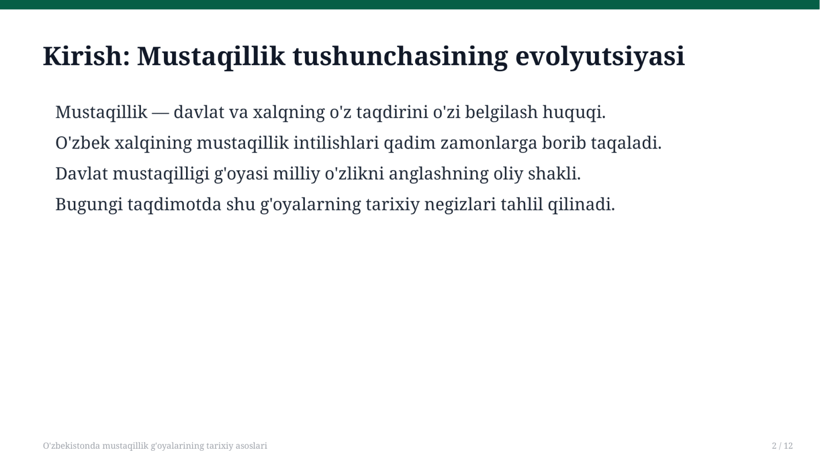 O'zbekistonda mustaqillik g'oyalarining tarixiy asoslari — Slayd 2