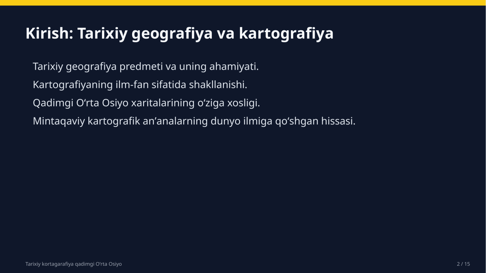 Tarixiy kortagarafiya qadimgi O‘rta Osiyo — Slayd 2