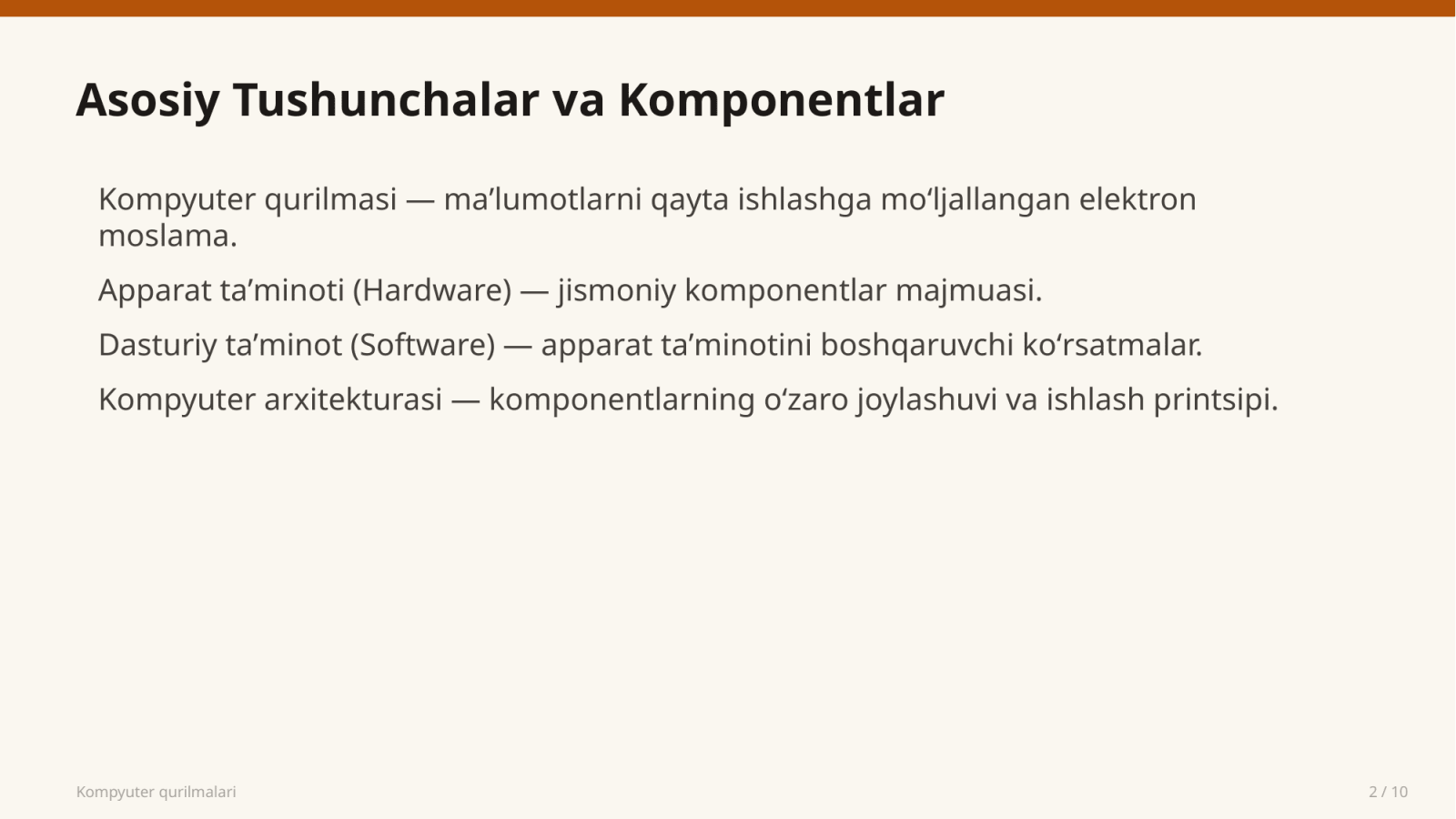 Kompyuter qurilmalari  — Slayd 2