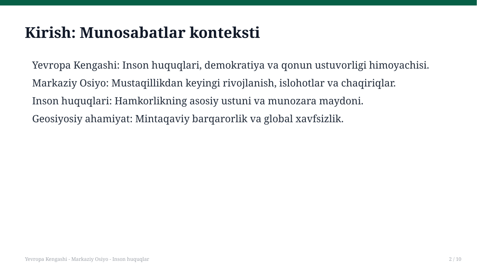 Yevropa Kengashi - Markaziy Osiyo - Inson huquqlar — Slayd 2