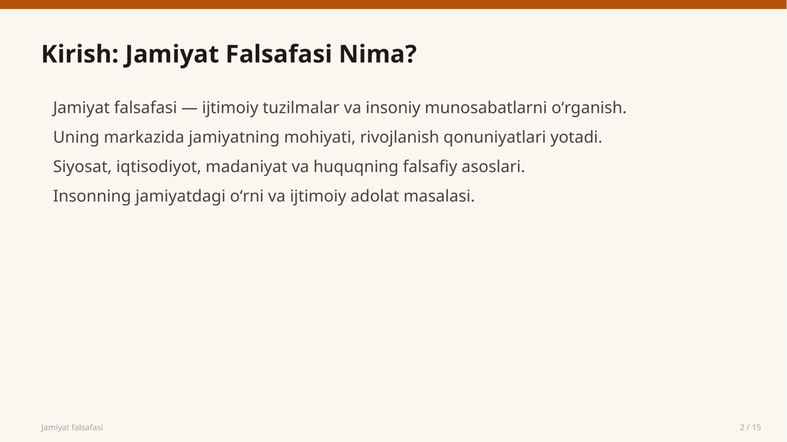 Jamiyat falsafasi — Slayd 2