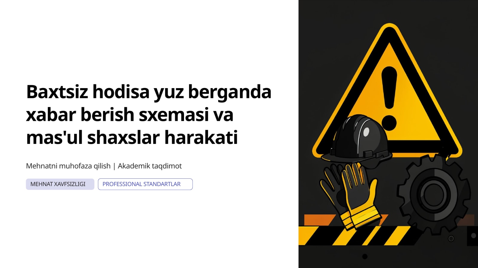Baxtsiz hodisa yuz berganda xabar berish sxemasi va mas’ul shaxslar harakati — Slayd 1