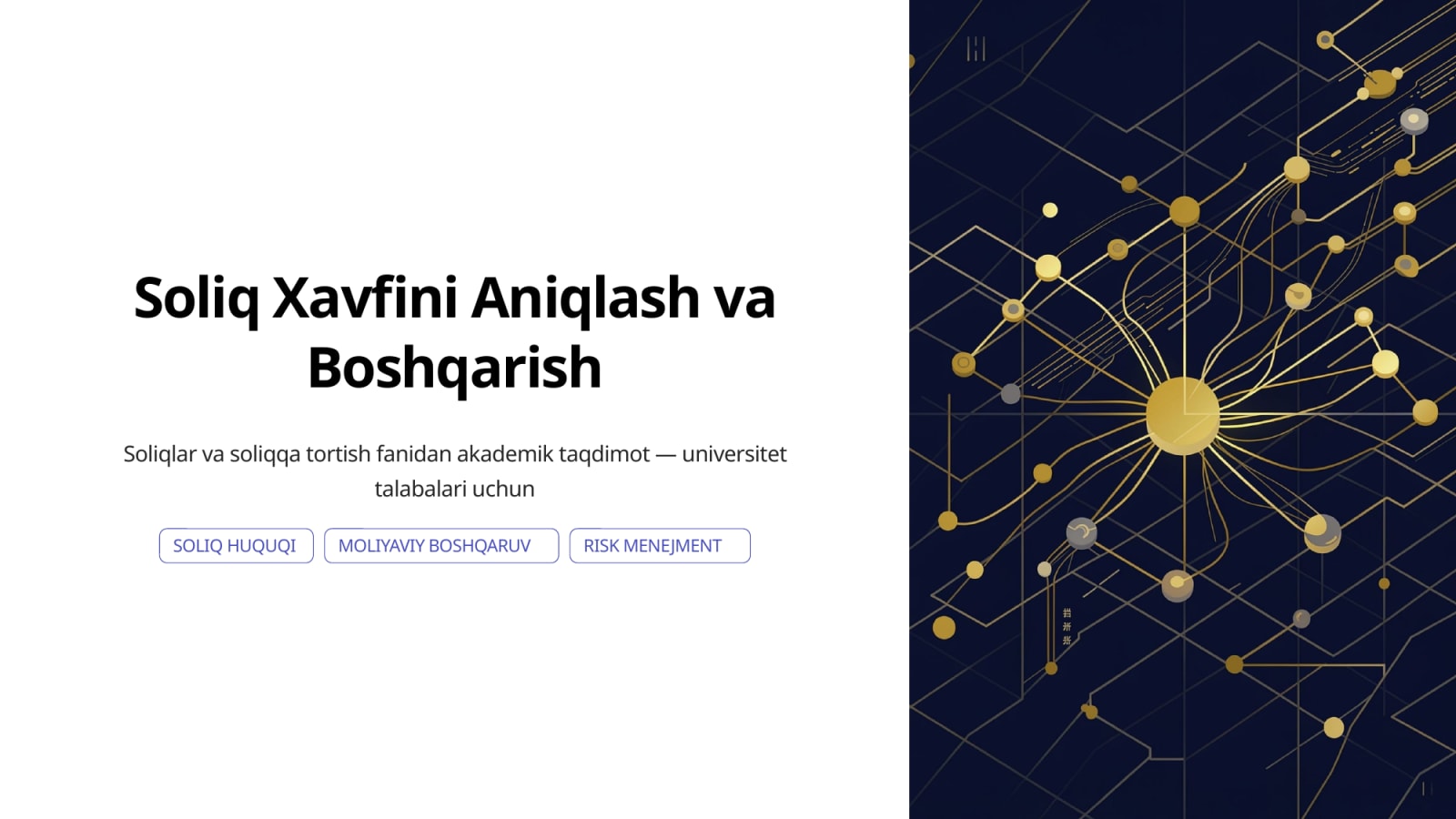 Soliq xavfini aniqlash va boshqarish — Slayd 1