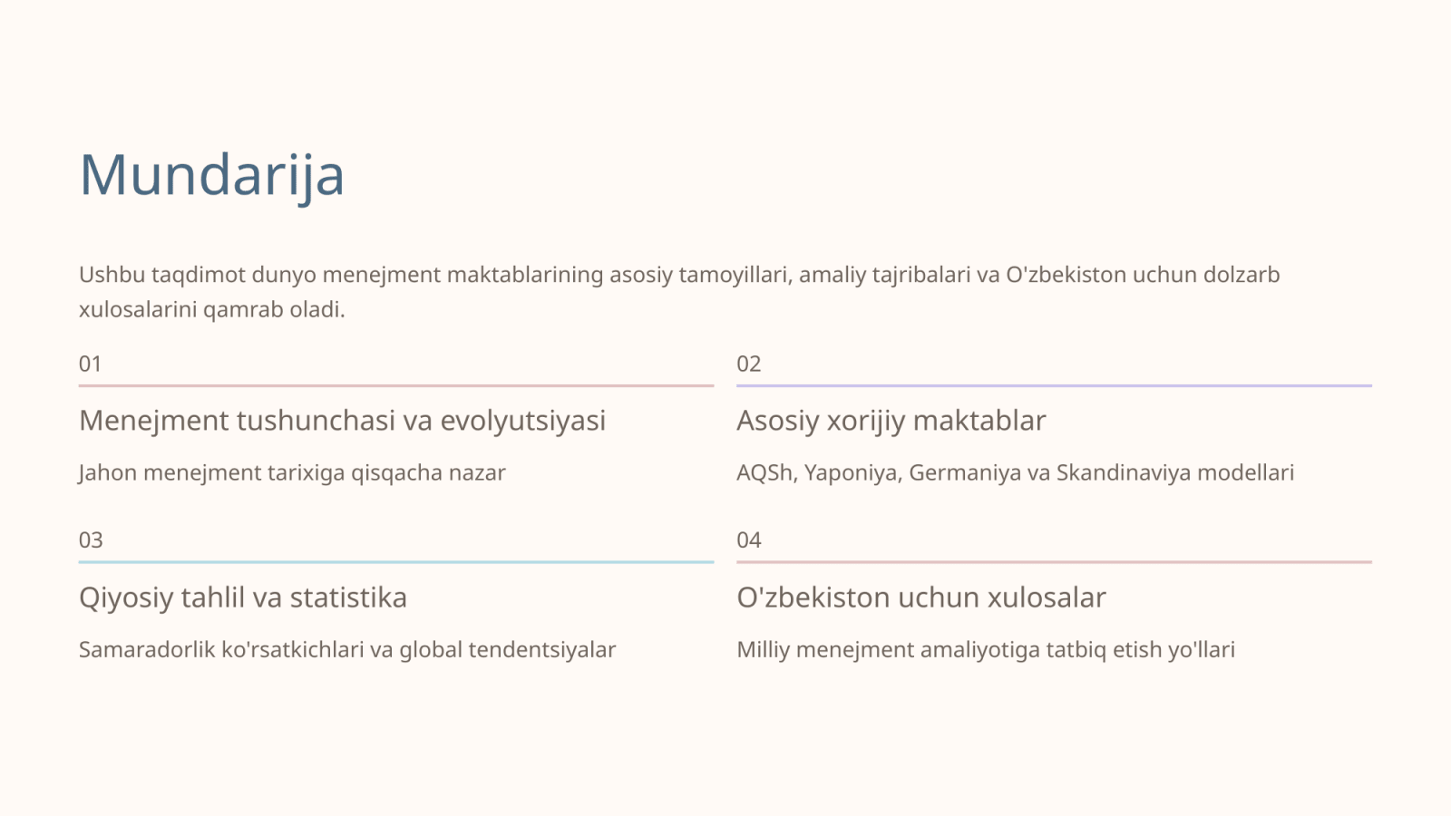 Menejmentning xorijiy tajribalari — Slayd 2