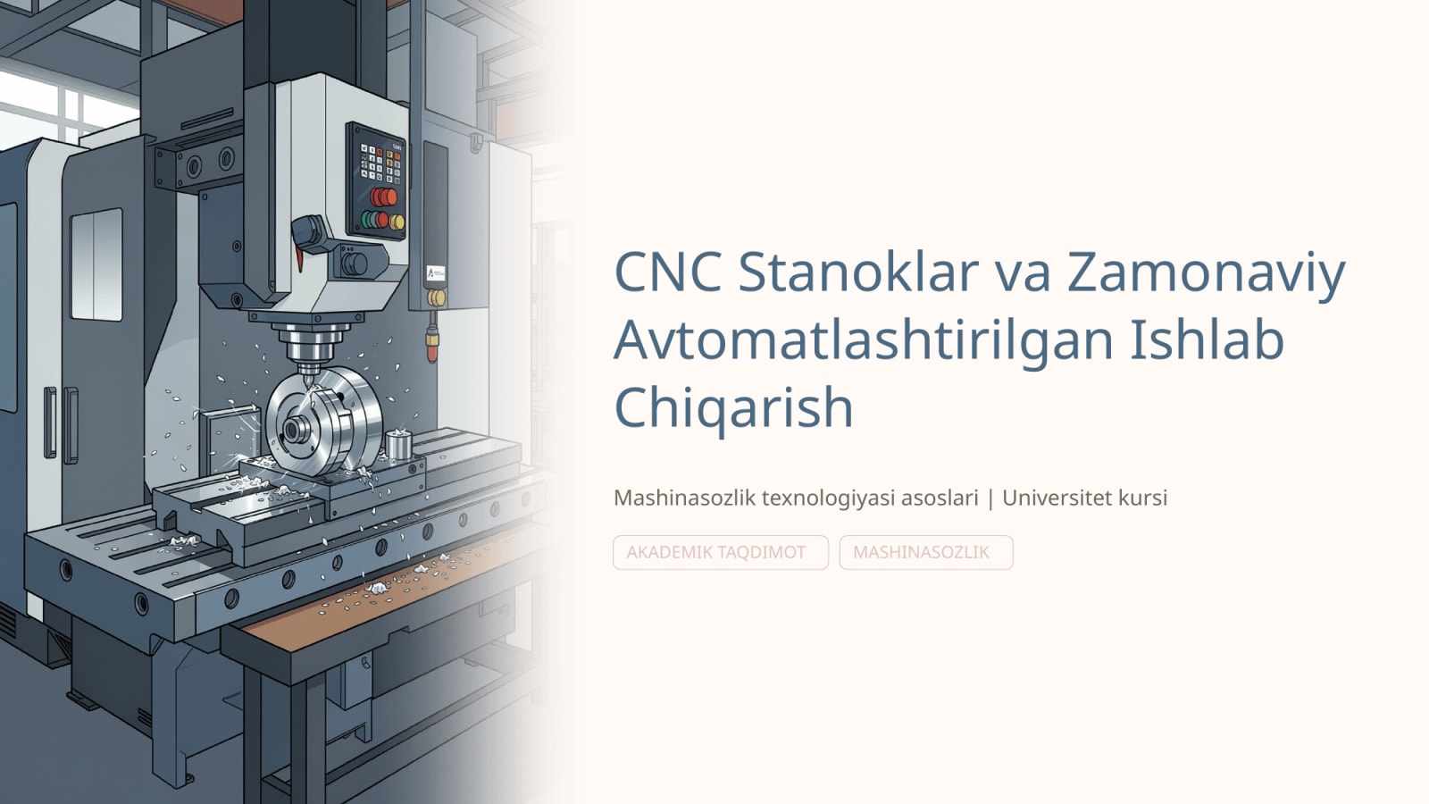 CNC stanoklar va zamonaviy avtomatlashtirilgan ishlab chiqarish texnologiyasi — Slayd 1