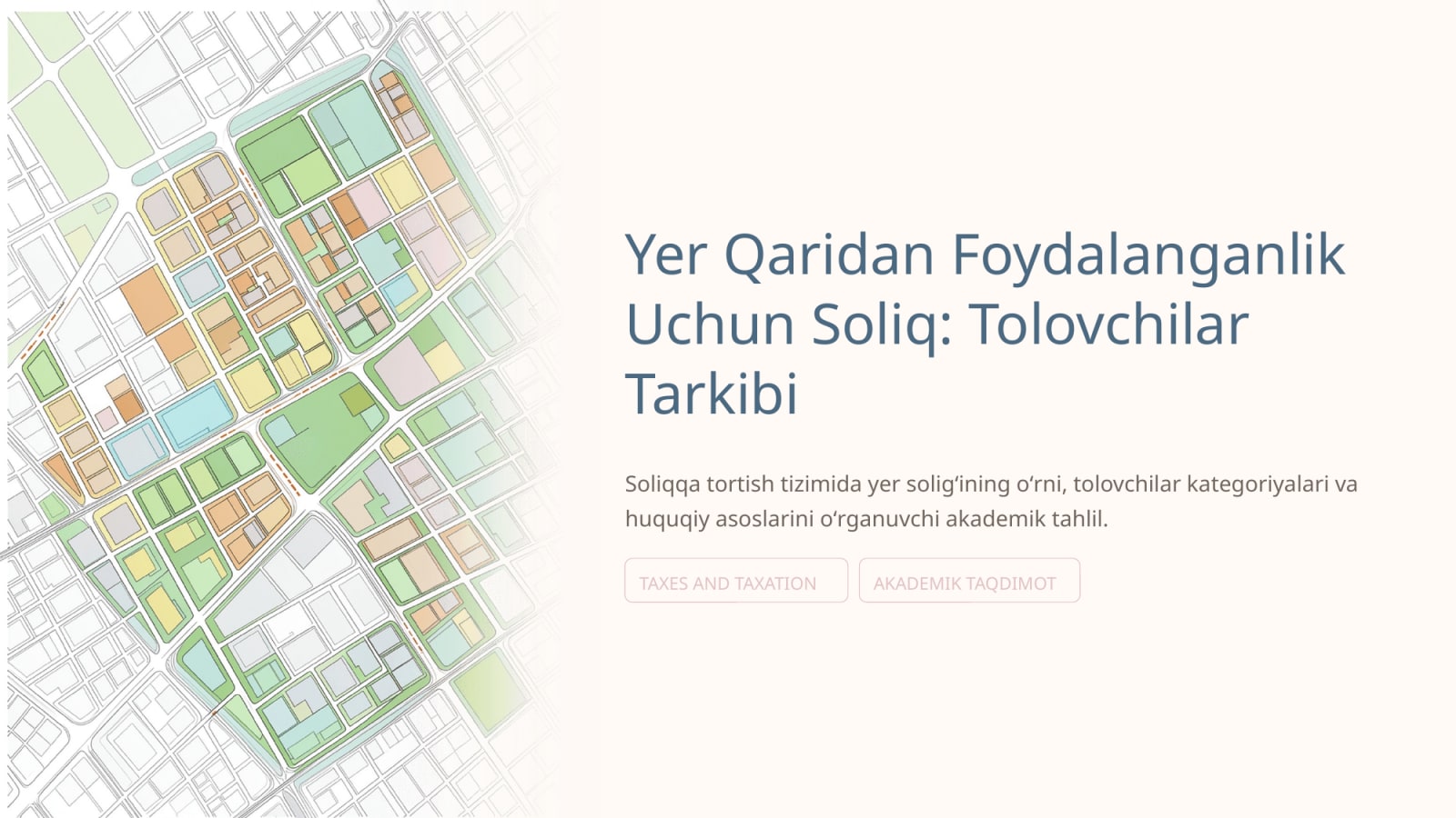 Yer qaridan foydalanganlik uchun soliqning tolovchilar tarkibi — Slayd 1