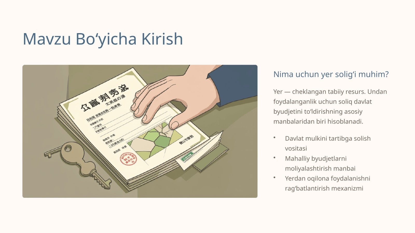Yer qaridan foydalanganlik uchun soliqning tolovchilar tarkibi — Slayd 2