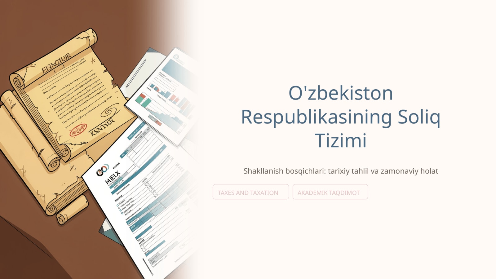 O'zbekiston Respublikasining soliq tizimining shakillanish bosqichlari — Slayd 1
